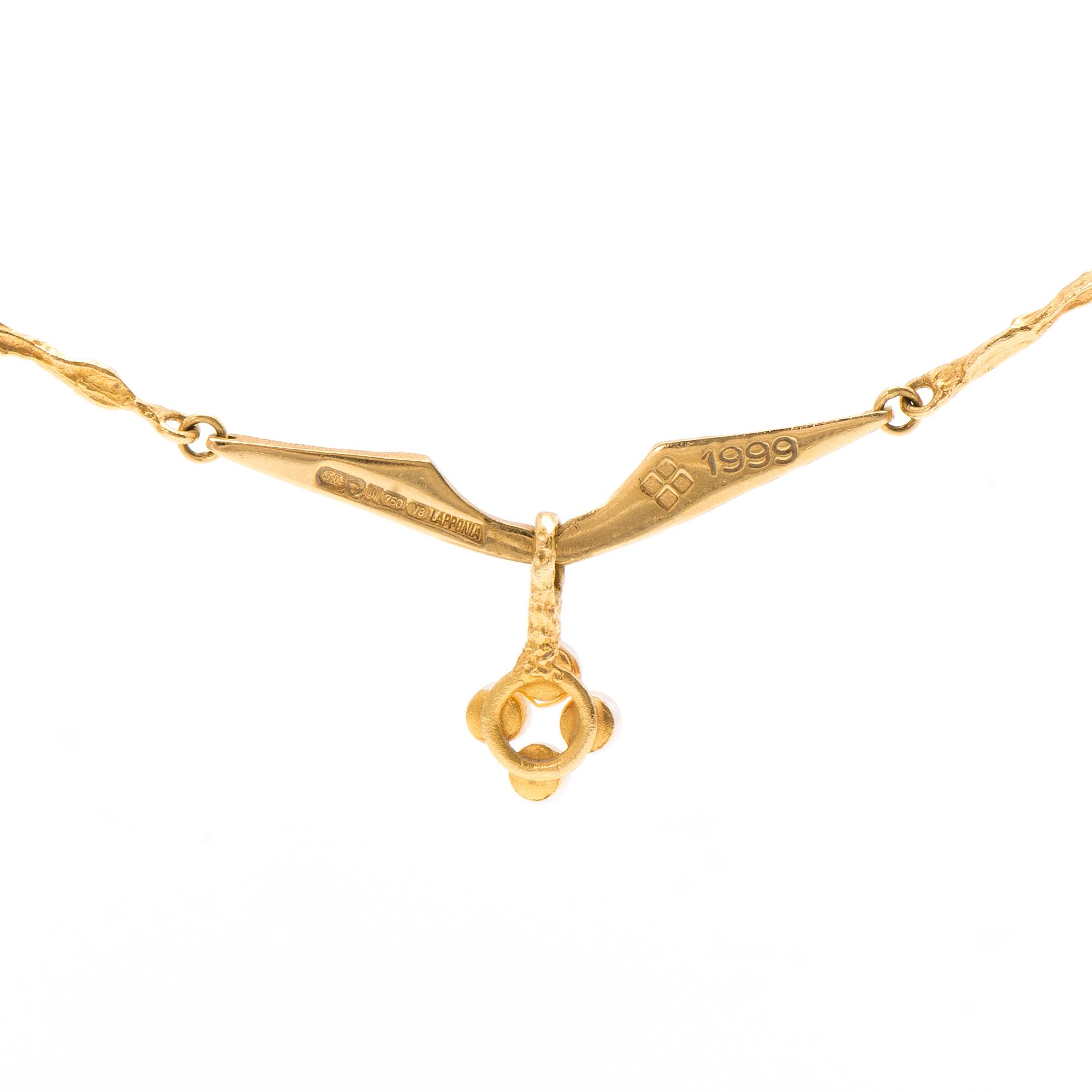 An 18K gold necklace with pearls, Lapponia 1998.