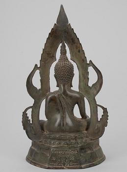 BUDDHA, grönpatinerad mässing, Thailand, 1900-talets senare hälft.