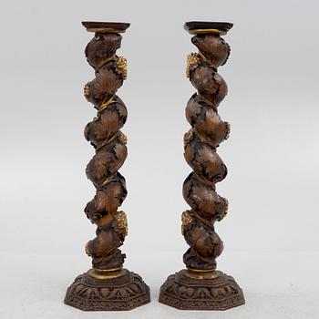 A pair of Baroque style pedestals, late 19th century.