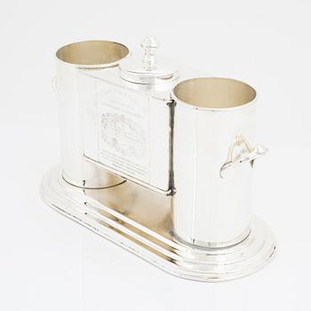 A contemporary champagne cooler for two bottles.