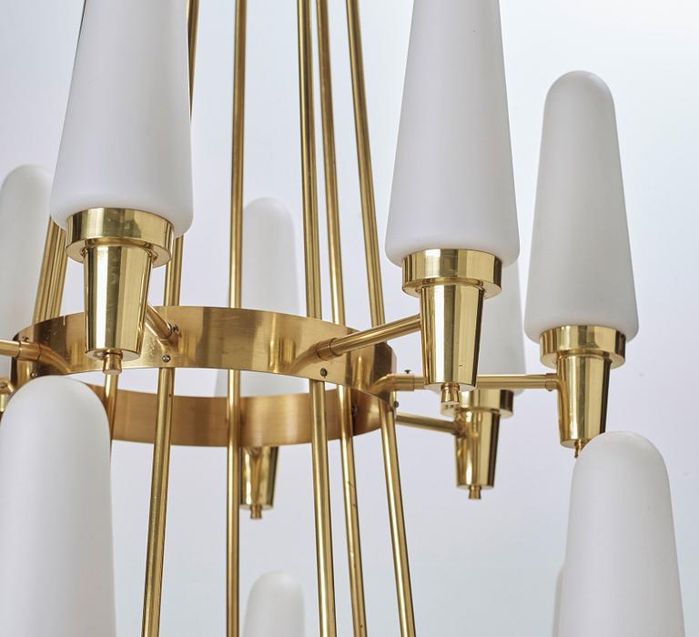 A Swedish 1950's brass chandelier.