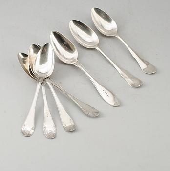 MATSKEDAR, 7 st, silver, svenska stämplar, 1700-/1800-tal. Total vikt ca 309 g.