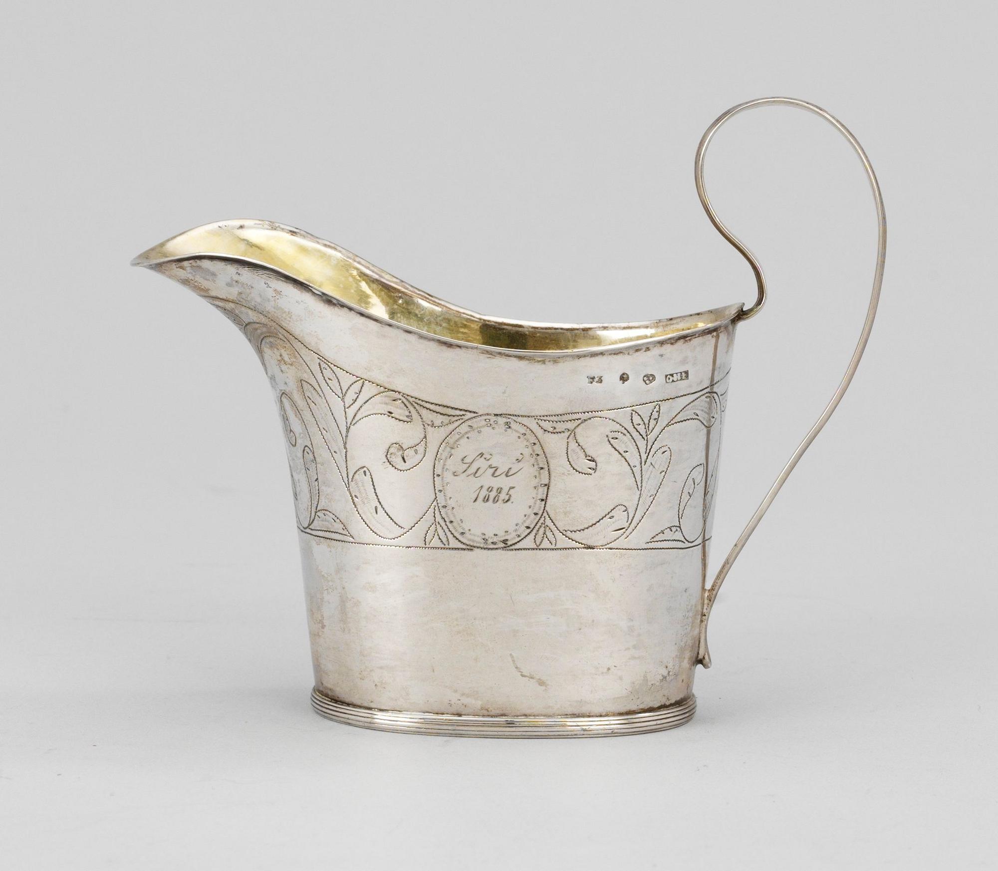 GRÄDDKANNA, silver, Olof Hellbom, Stockholm 1812. Empire.
