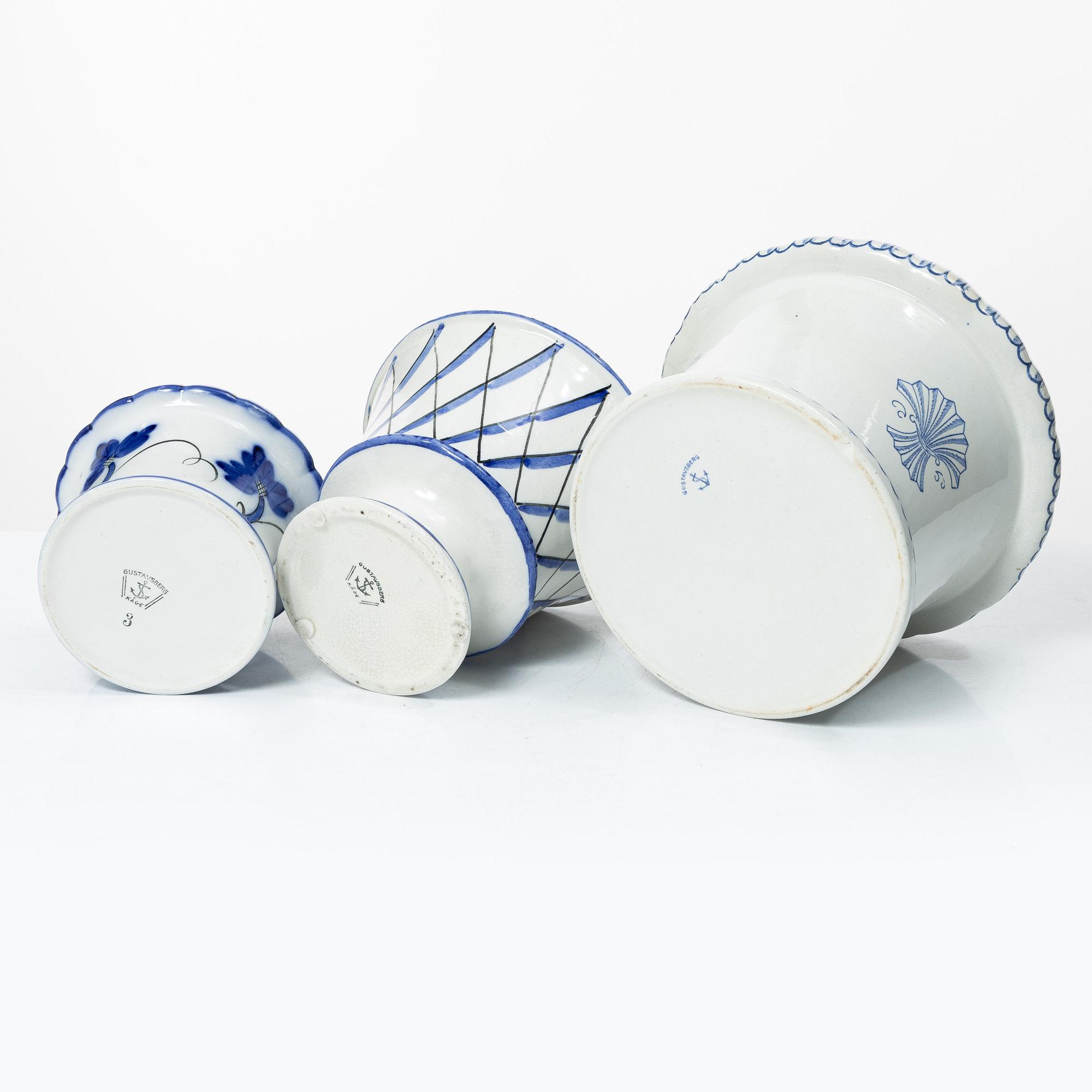 Wilhelm Kåge, ytterfoder, 6 st, flintgods, Gustavsberg, 1920-40-tal.