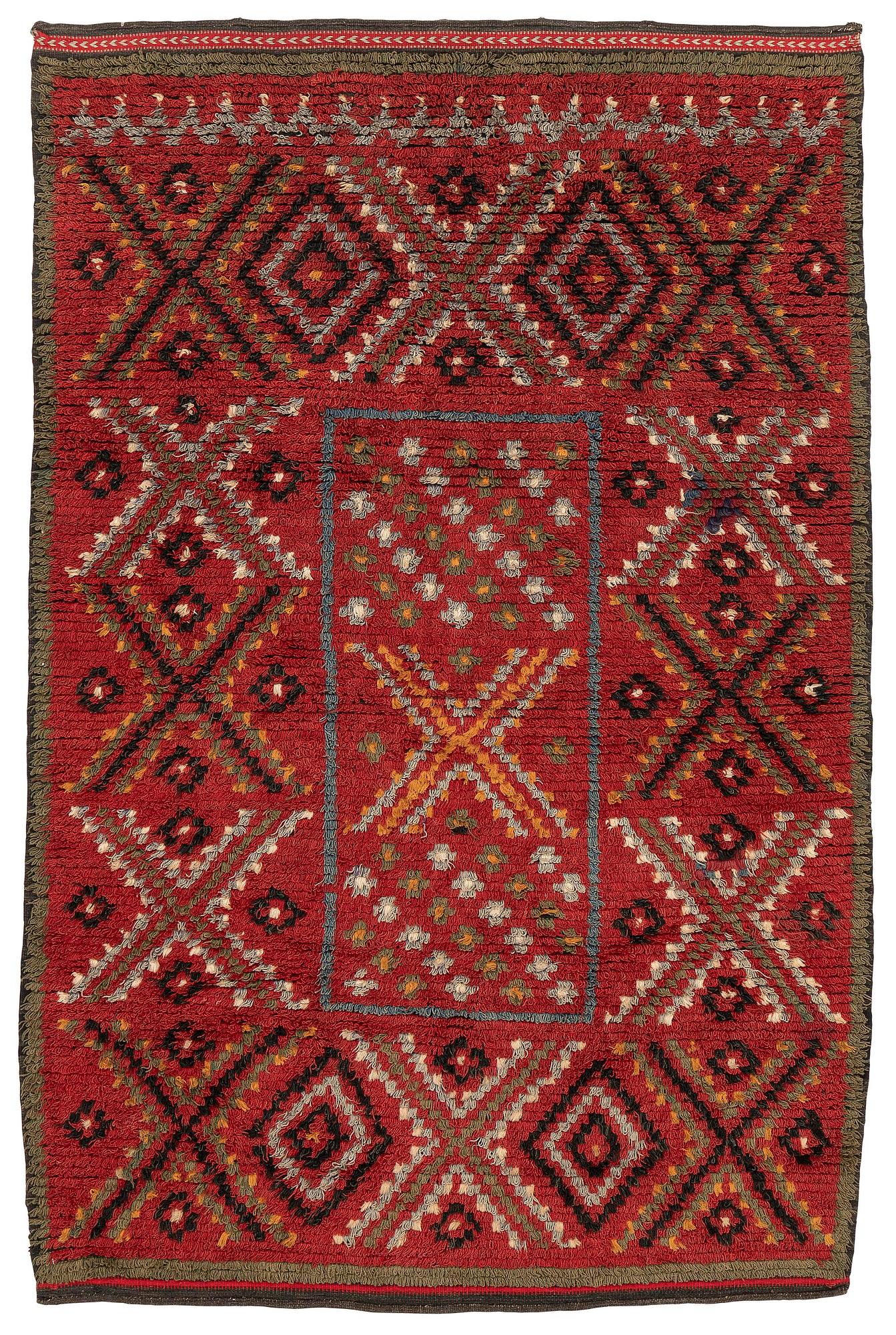 A knotted pile bed cover c. 205 x 134 cm, Finland, mid to the second half of the 19th century.