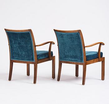 Axel Larsson, a pair of armchairs, Svenska Möbelfabrikerna Bodafors. This model was exhibited at the Stockholm Exhibition 1930.