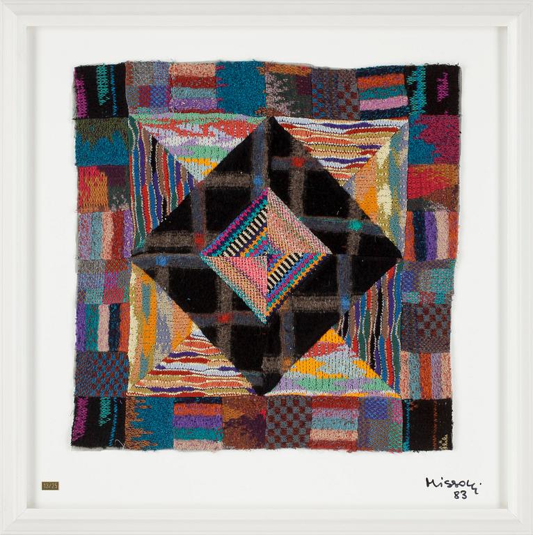 OTTAVIO MISSONI, multipel, textil på plexiglas, signerad och numrerad 13/25, daterad -83.