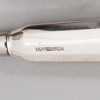 Pekka Piekäinen, Serving cutlery, 7 pcs, silver and stainless steel.