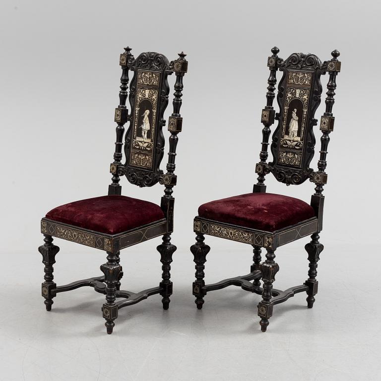 OSCAR II:S STOLAR, ett par, renässansstil, 1800-talets andra hälft.
