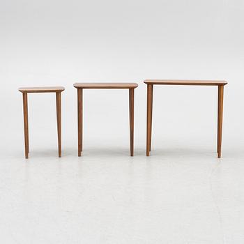 A three-piece nesting table, Jason, Ringsted, Denmark, second half of the 20th century.