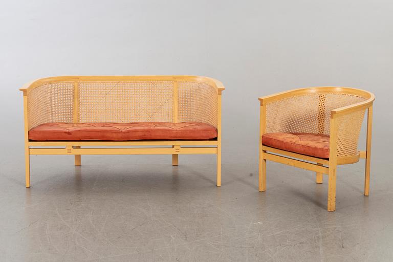 A sofa and an armchair in "Kongeserien" by Rud Thygesen & Johnny Sörensen. Designed in 1968.