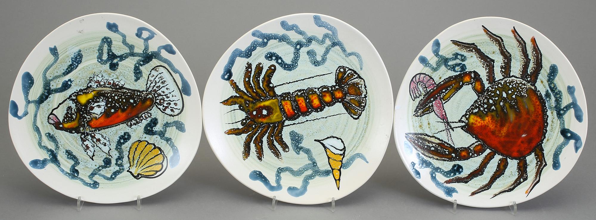 TALLRIKAR, 6 st, flintgods, M.B.F.A Pornic, Paimpol, Frankrike, 1960-tal.