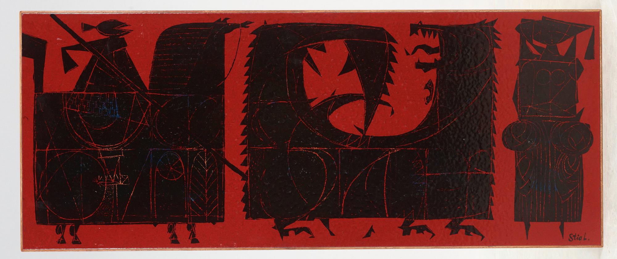 A Stig Lindberg & David Rosén enameled sofa tabe, Gustavsberg and Nordiska Kompaniet, 1960.