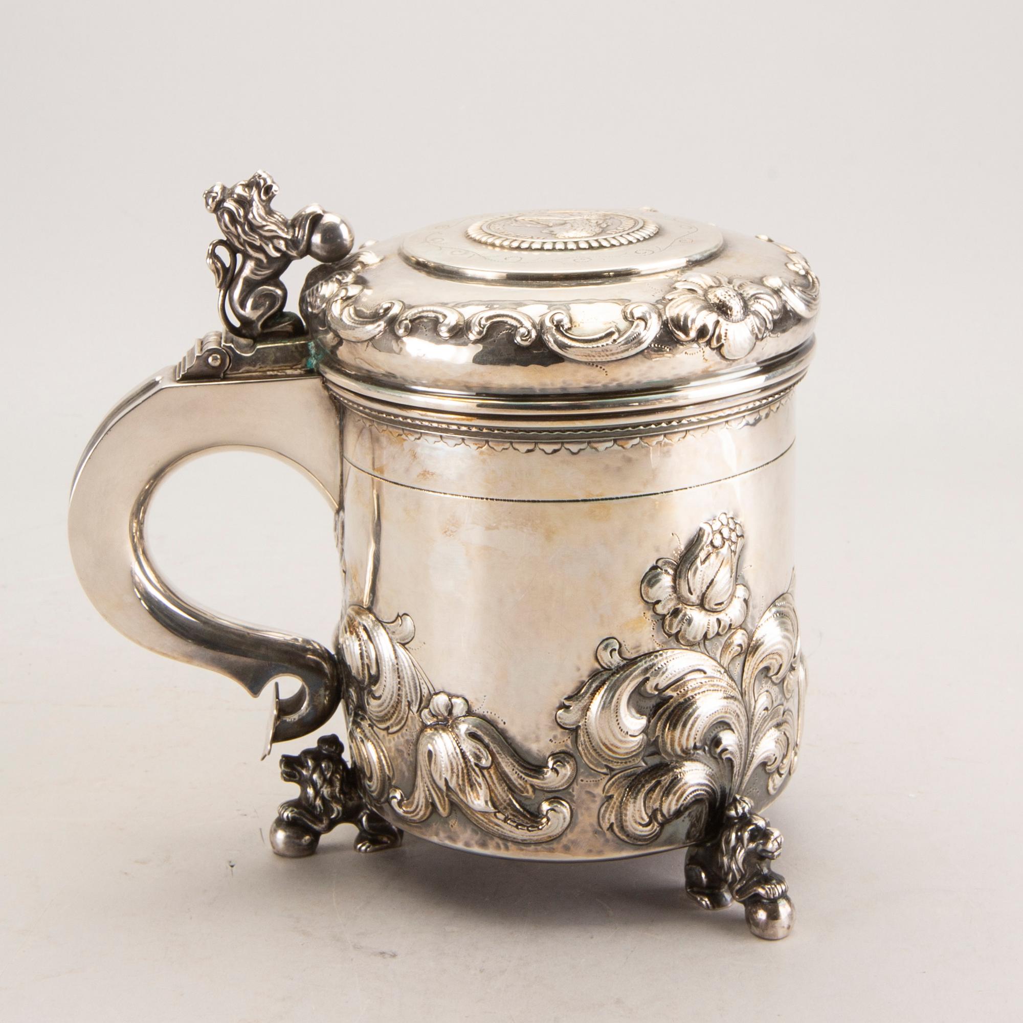 A Swedish 20th century silver tankard nark of CG Hallberg Stockholm 1949 weight 1120 gr.