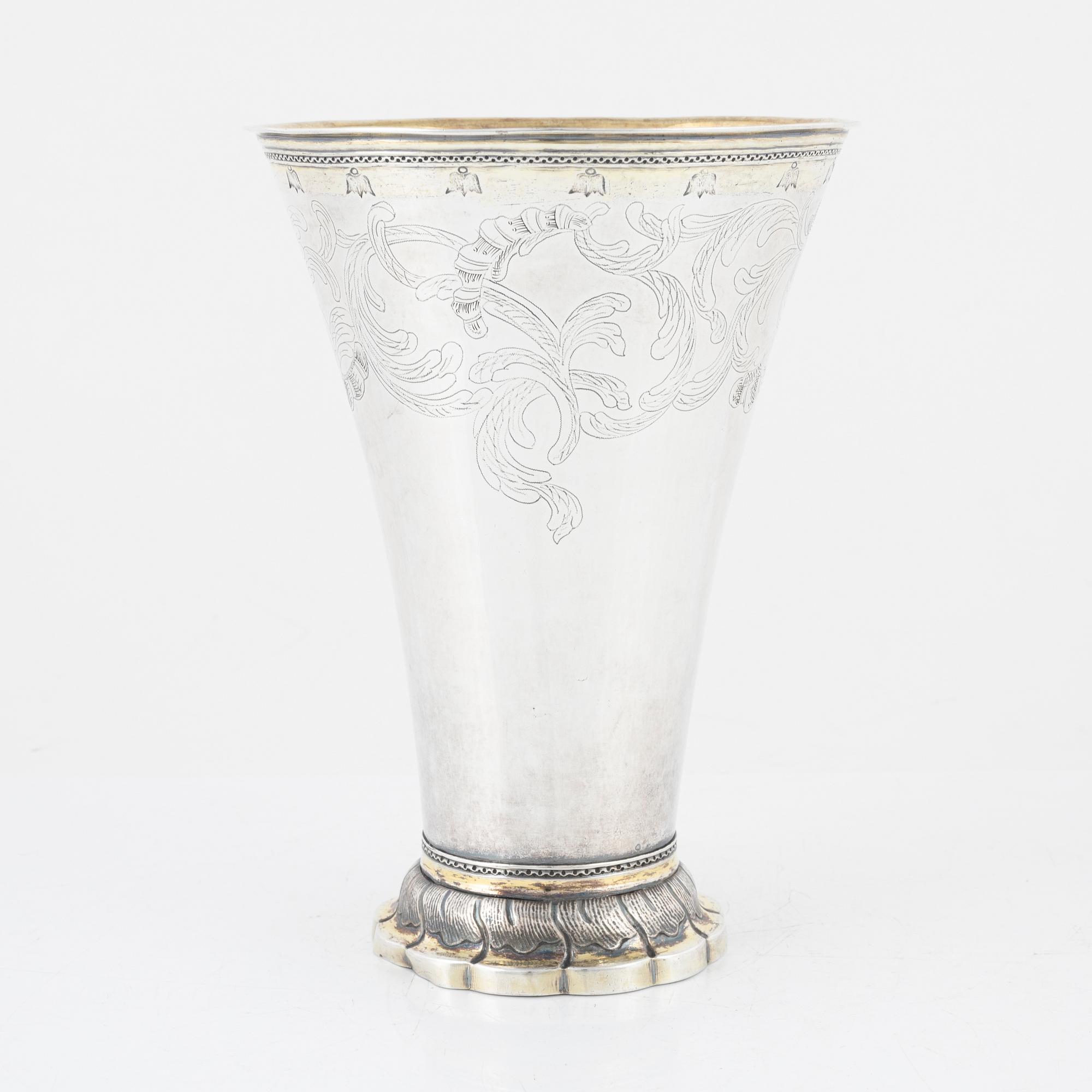 A rococo parcel-gilt silver beaker, mark of Erik Hedenberg, Östhammar 1769.