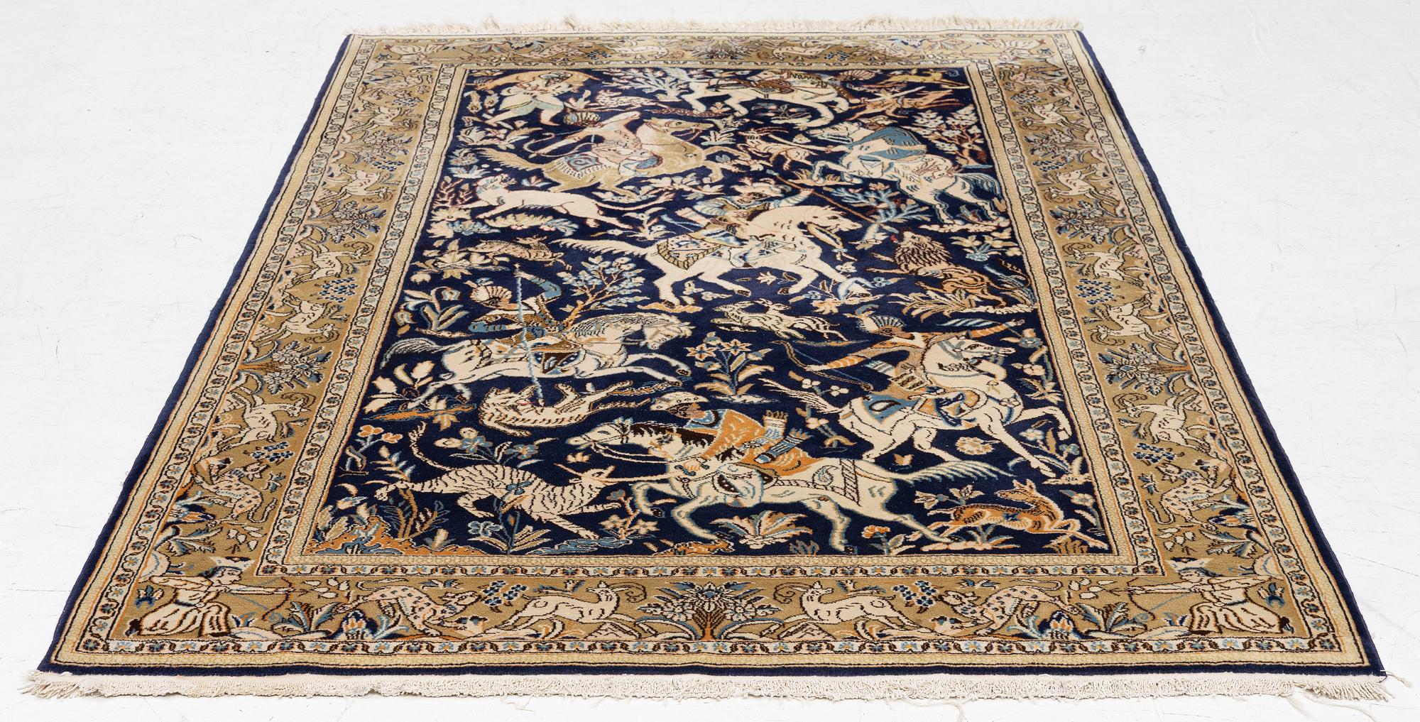 Rug, Tabriz, figural, approximately 230 x 140 cm.