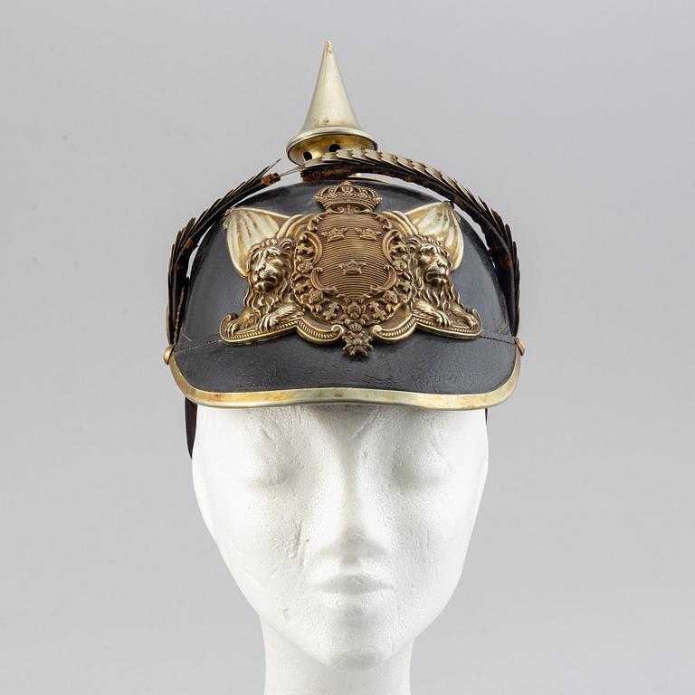 A Swedish spiked helmet 1887 pattern.