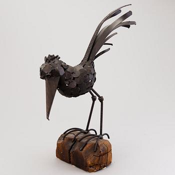 VEIKKO HAUKKAVAARA, sculpture, metal and wood, signed and dated -77.