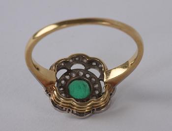 RING, guld, smaragd och rosenstenar, Hugo Strömdahl, Stockholm 1940.