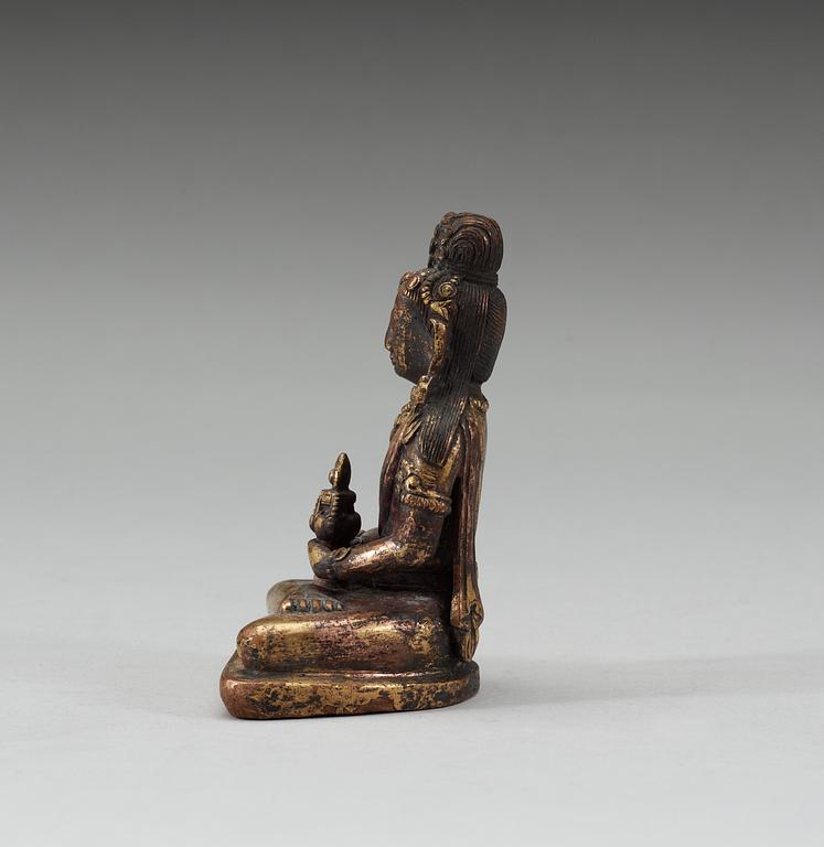 BUDDHA med RELIKSKRIN, brons. Sinotibetansk, 16/1700-tal.