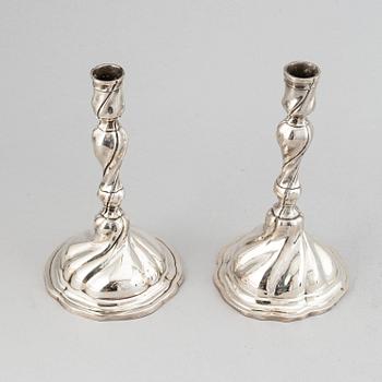 A matched pair of Swedish silver Rococo candlesticks,  18th century.