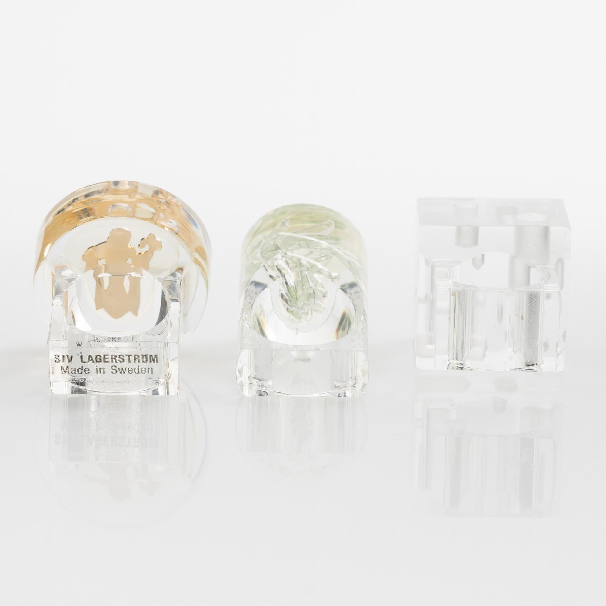 Siv Lagerström, three acrylic rings, 1970s.