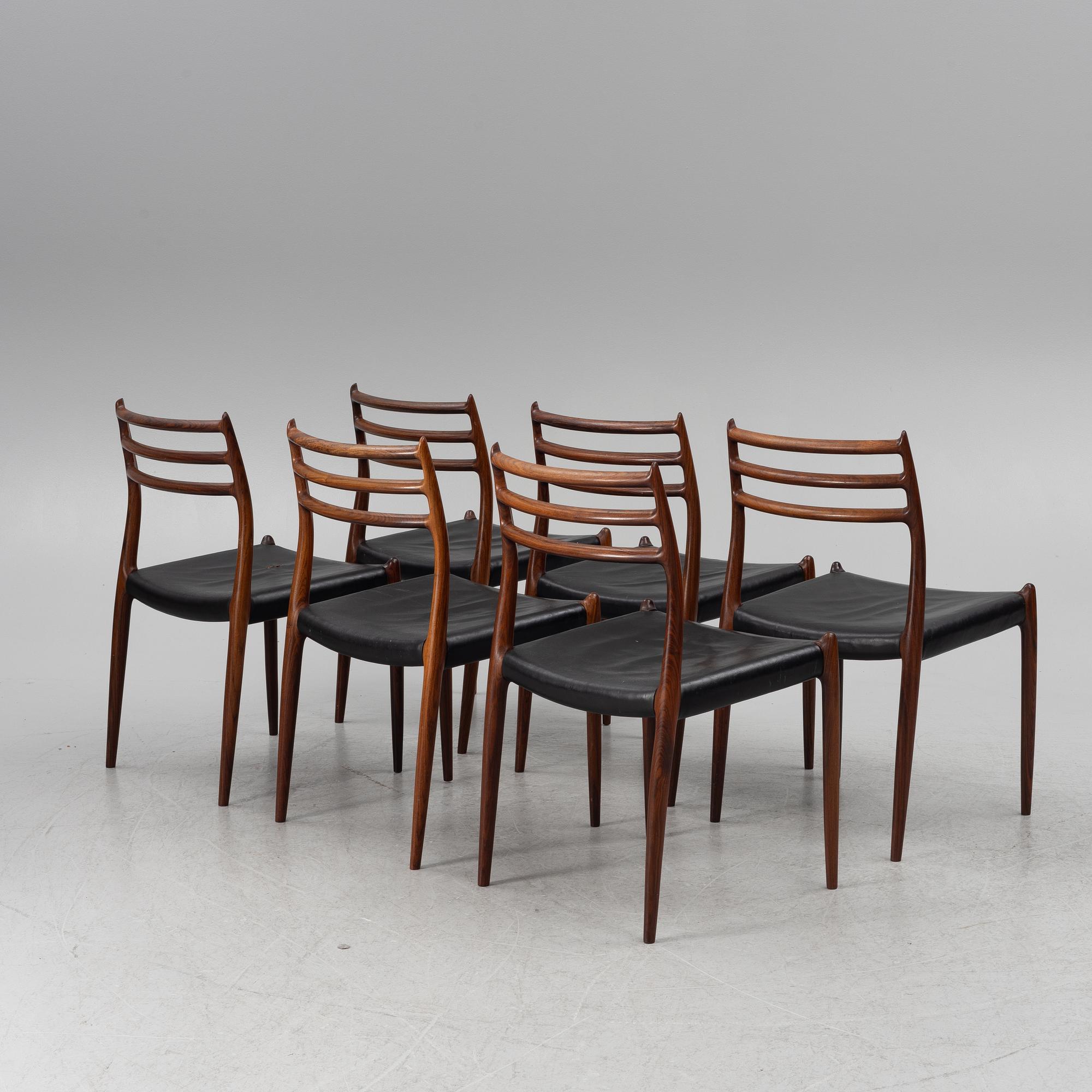 Niels Otto Møller, a nine-piece dining suite, JL Møller, Denmark, 1965.