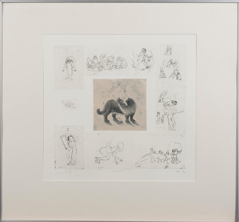 OUTI HEISKANEN, etsaus ja akvatinta, signeerattu ja päivätty -80 ja numeroitu K IV.