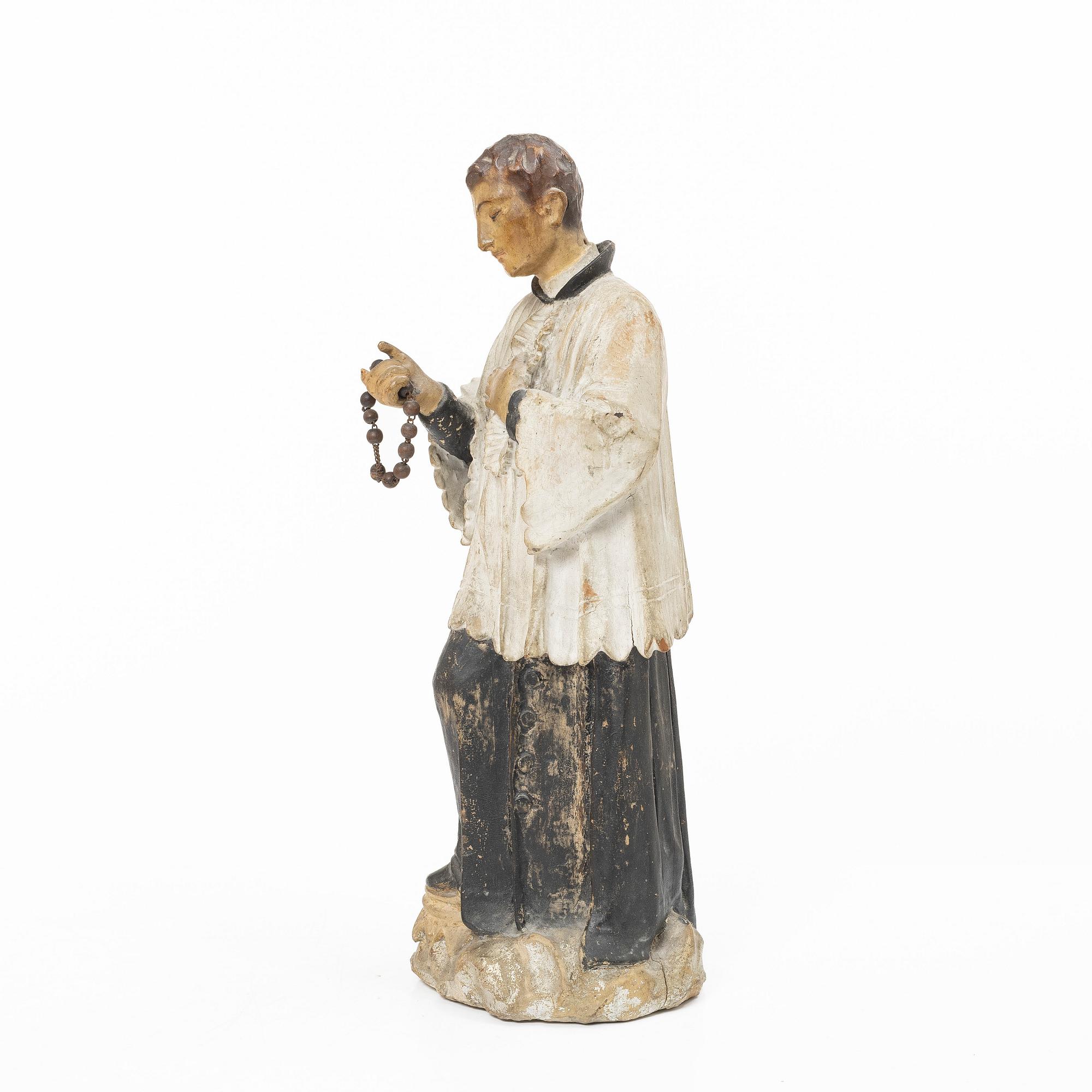 Wood sculpture, saint figure, 19th century.