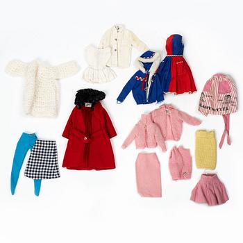Barbiedockor, 3 st, "Barbie Bubble cut", "Skipper" & "Ken", Mattel, 1960-tal.