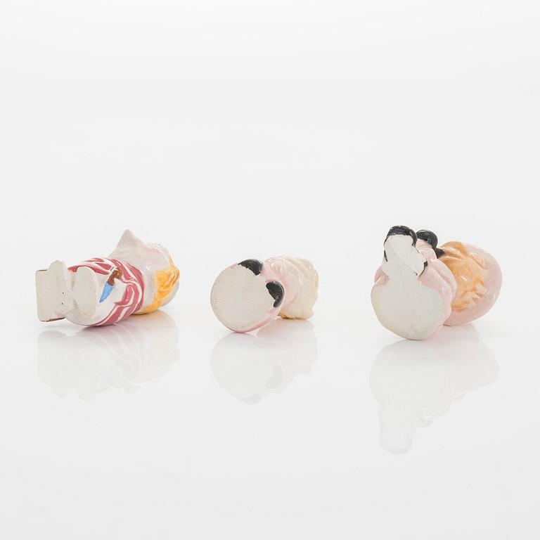 Leo Tykkyläinen, a set of three 1950s ceramic Moomin figurines, Finland.