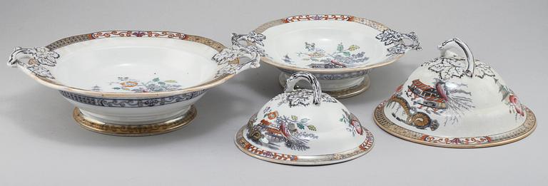 SERVISDELAR, 45 st, "Japan", flintgods, Rörstrand, omkring sekelskiftet 1900.