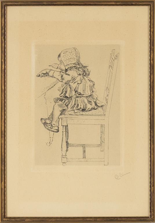 Carl Larsson, etching, 1894, signed in pencil.