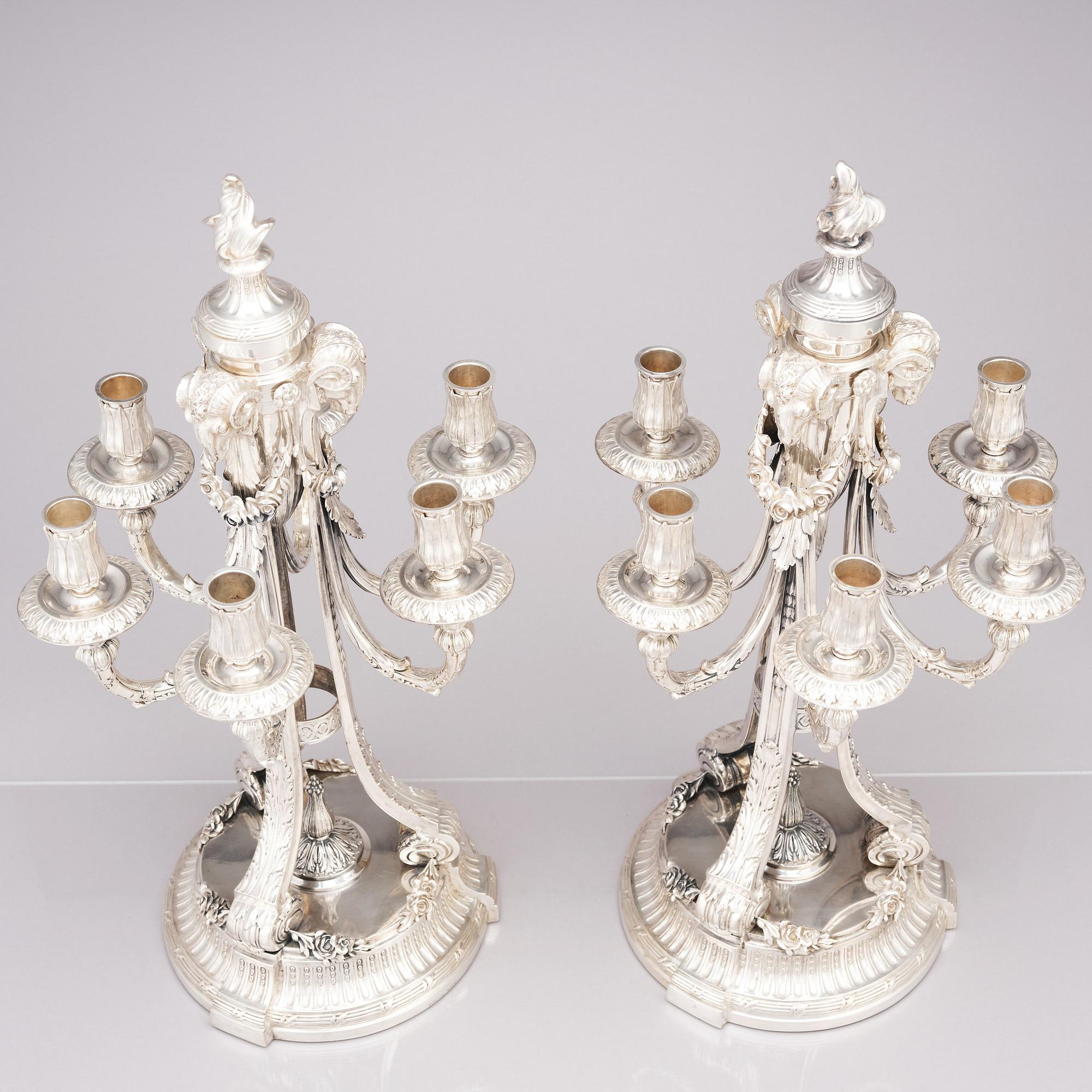 A pair of Swedish silver candelabras, CH Hallberg, Stockholm 1907.