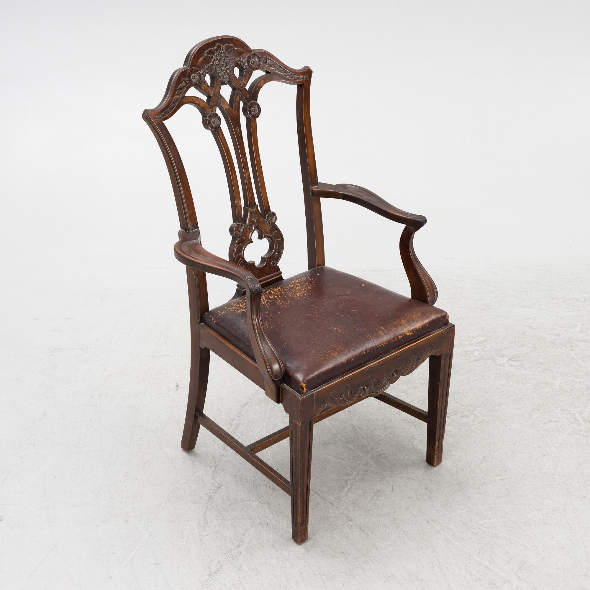 A Chippendale-style armchair, early 20th century.
