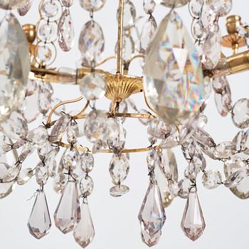 A Gustavian six-light chandelier, late 18th century.