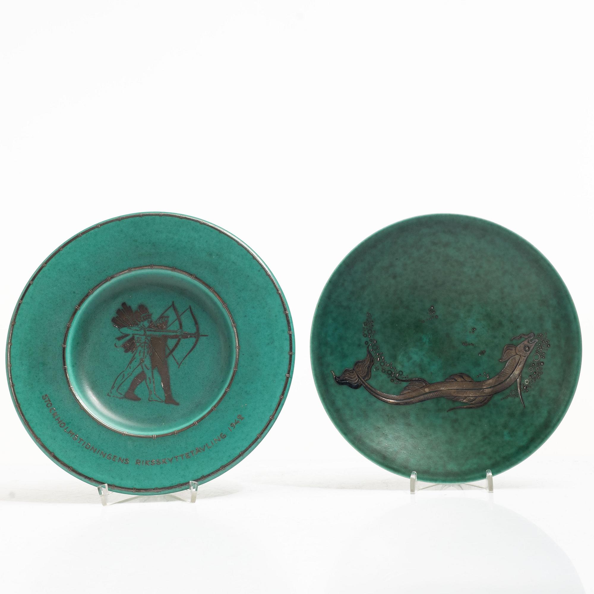 Wilhelm Kåge, Collection, 7 pieces, “Argenta”, Gustavsberg.