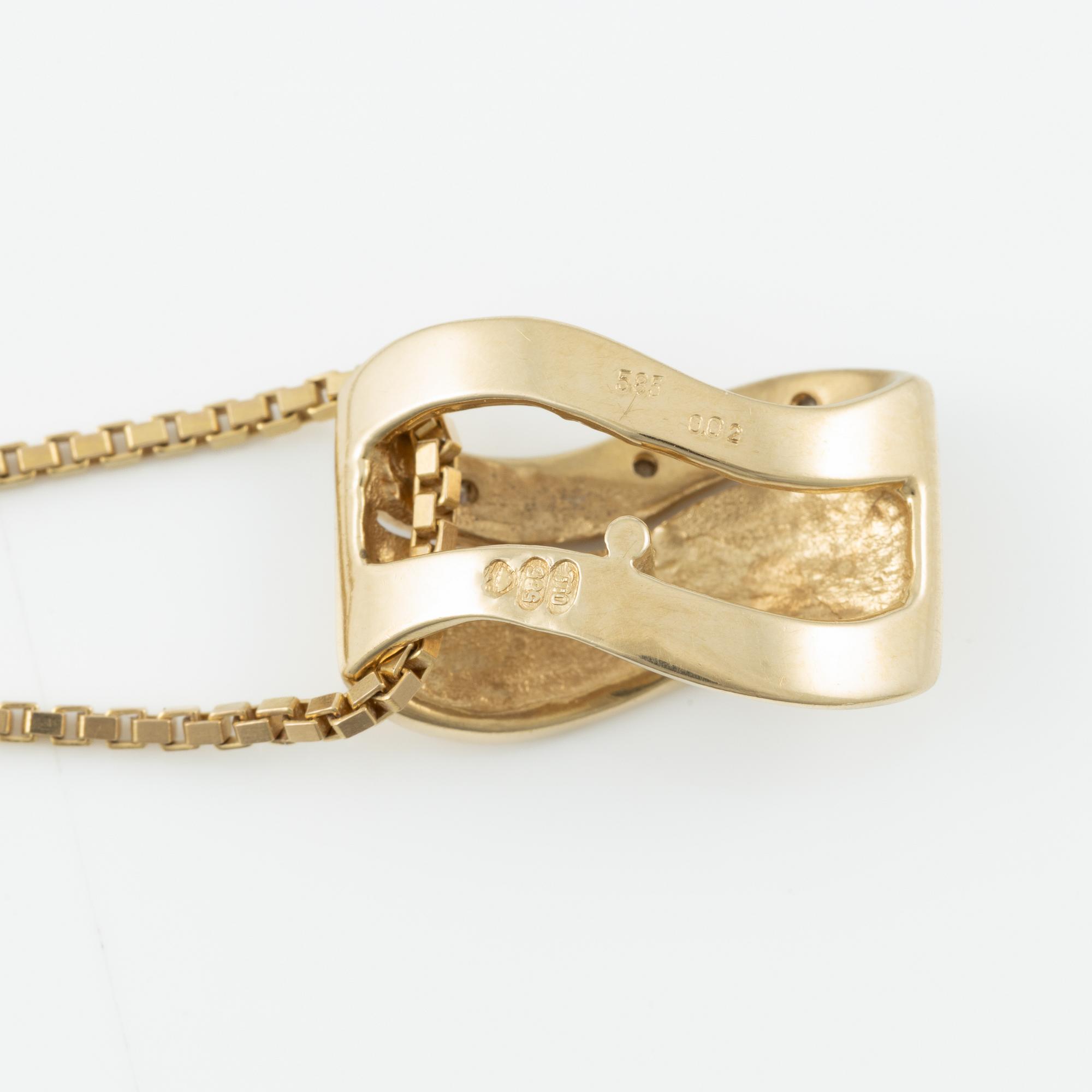 Hängsmycke med kedja, 14K guld med diamanter.