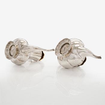 Henrik Hacklin och Johan Warjus, kaffe- och teservis, 4 delar, silver, S:t Petersburg 1868-69 och 1857.