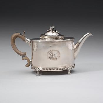 A Swedish 18th century silver tea-pot, marks of Gustaf Hamnqvist, Åmål 1798.