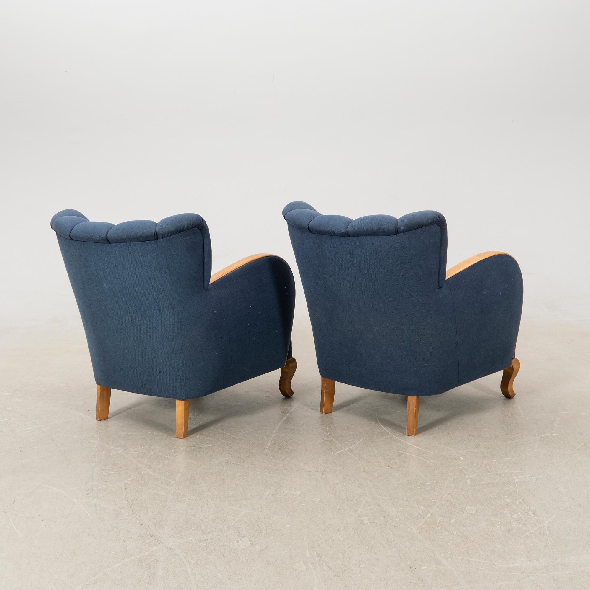 Armchairs a pair Swedish Modern 1940s.