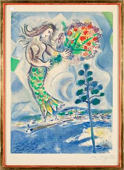 Marc Chagall · MARC CHAGALL, efter, färglito av Charles Sorlier, sign o numr med blyerts 56/150.