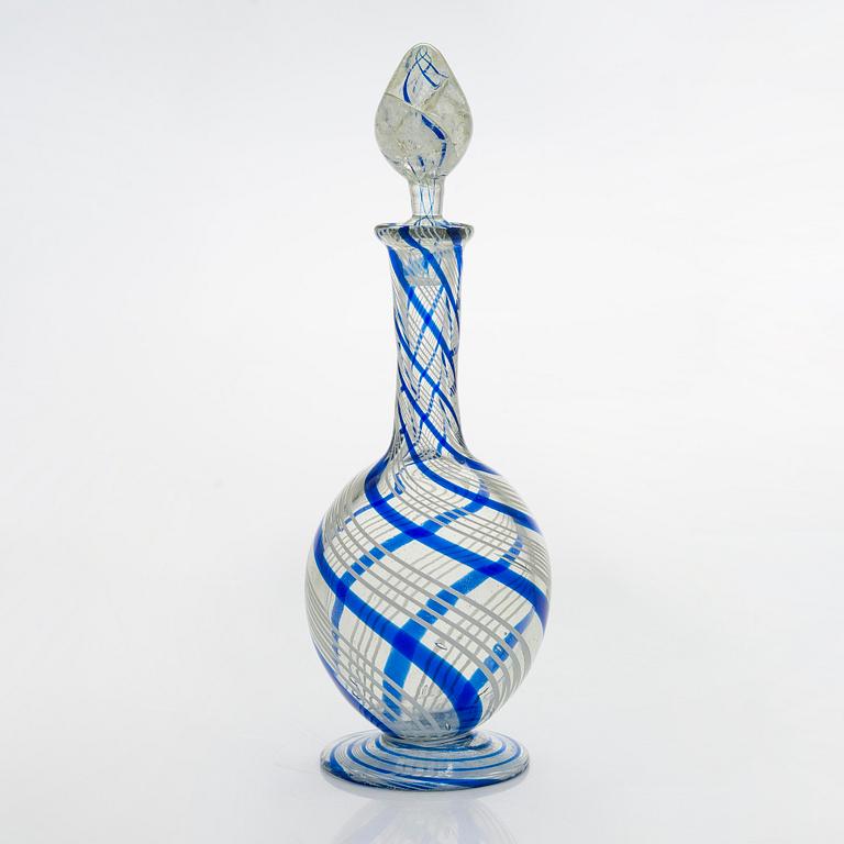 A ca 1860s filigree glass decanter from Nuutajärvi Finland.
