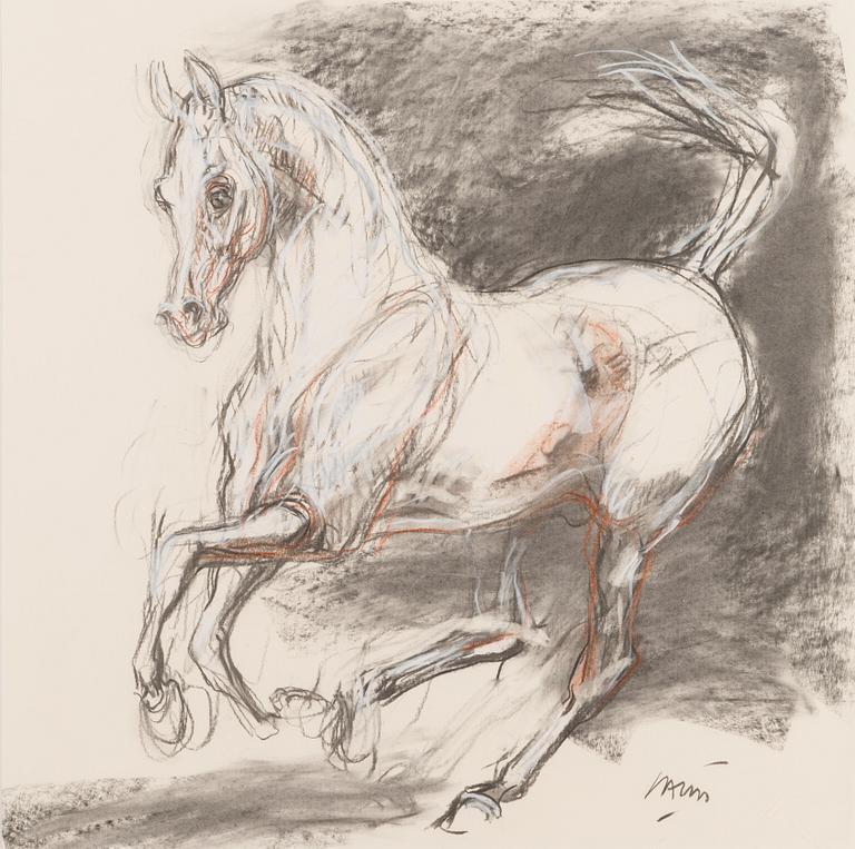 Jean-Louis Sauvat, mixed media on paper, signed.