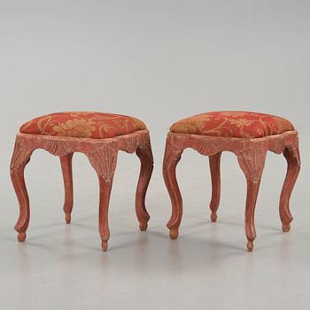 A pair of Swedish Rococo 18th century stools.