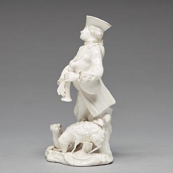 A Swedish Marieberg soft paste figure of a bag-piper, 18th Century.