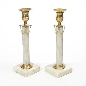 A pair of candelabra, late Gustavian, circa 1800.