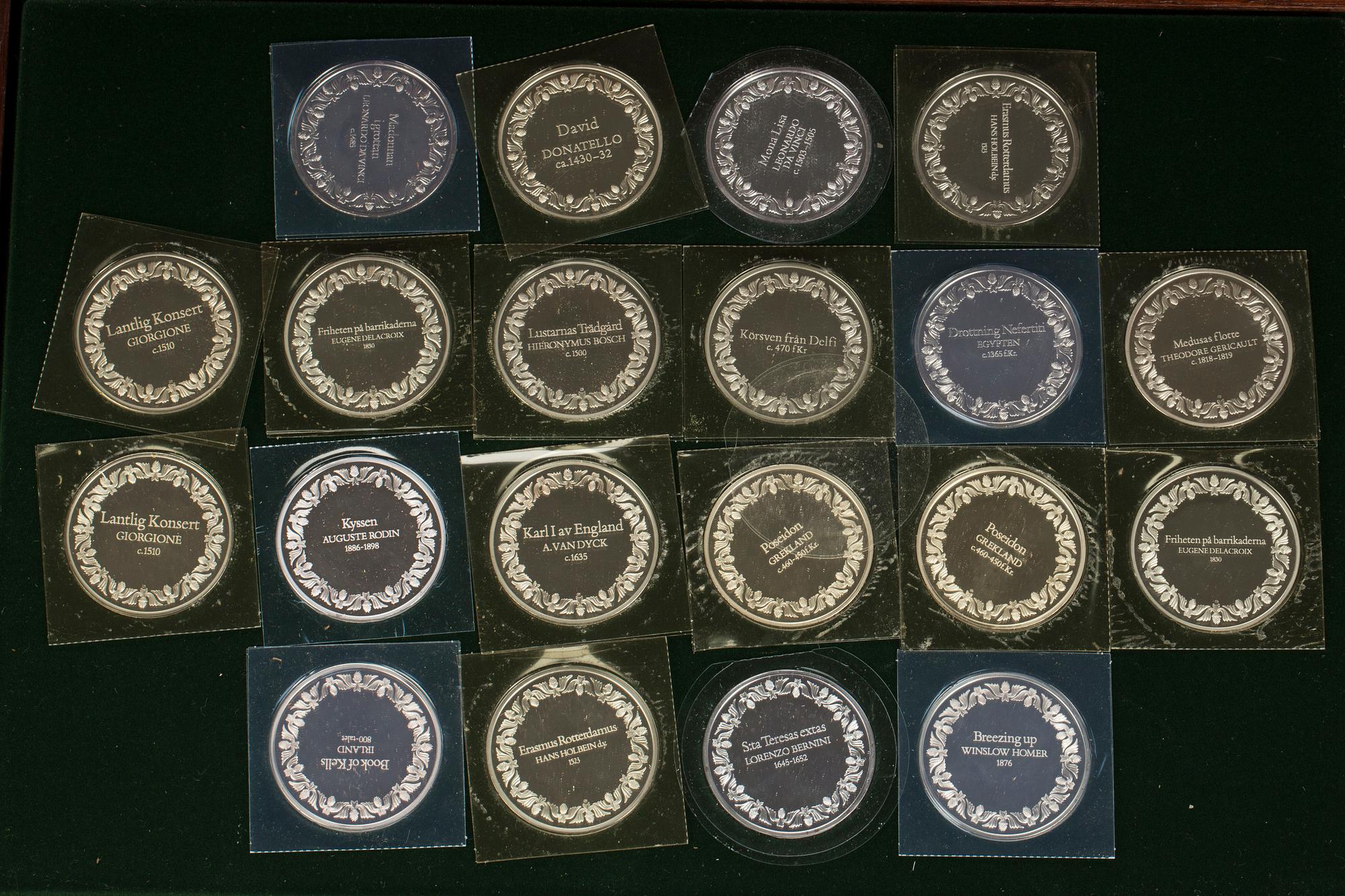 MEDALJER, 200 st, sterlingsilver, Franklin Mint. 1900-talets fjärde kvartal. Total vikt ca 10 kg.