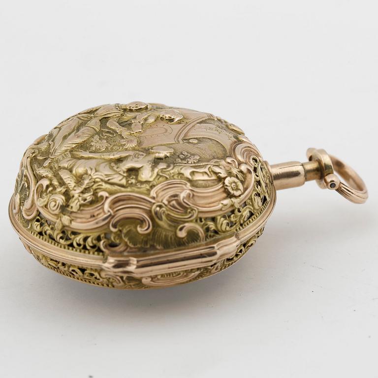 HERRFICKUR, förgyllt silver resp tvåfärgat guld, rokoko, Gabriel, London 1700-talets andra hälft. Tot ca 83 gram.