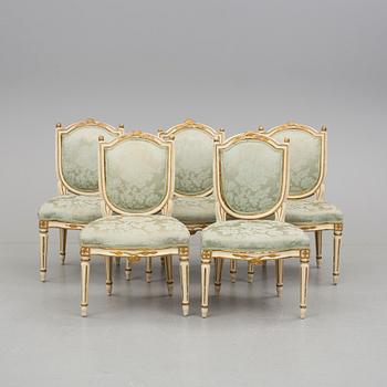 STOLAR, 5 st. Gustavianska. Samtliga med Stockholms stolmakareämbetets sigill, 1700-talets andra hälft.